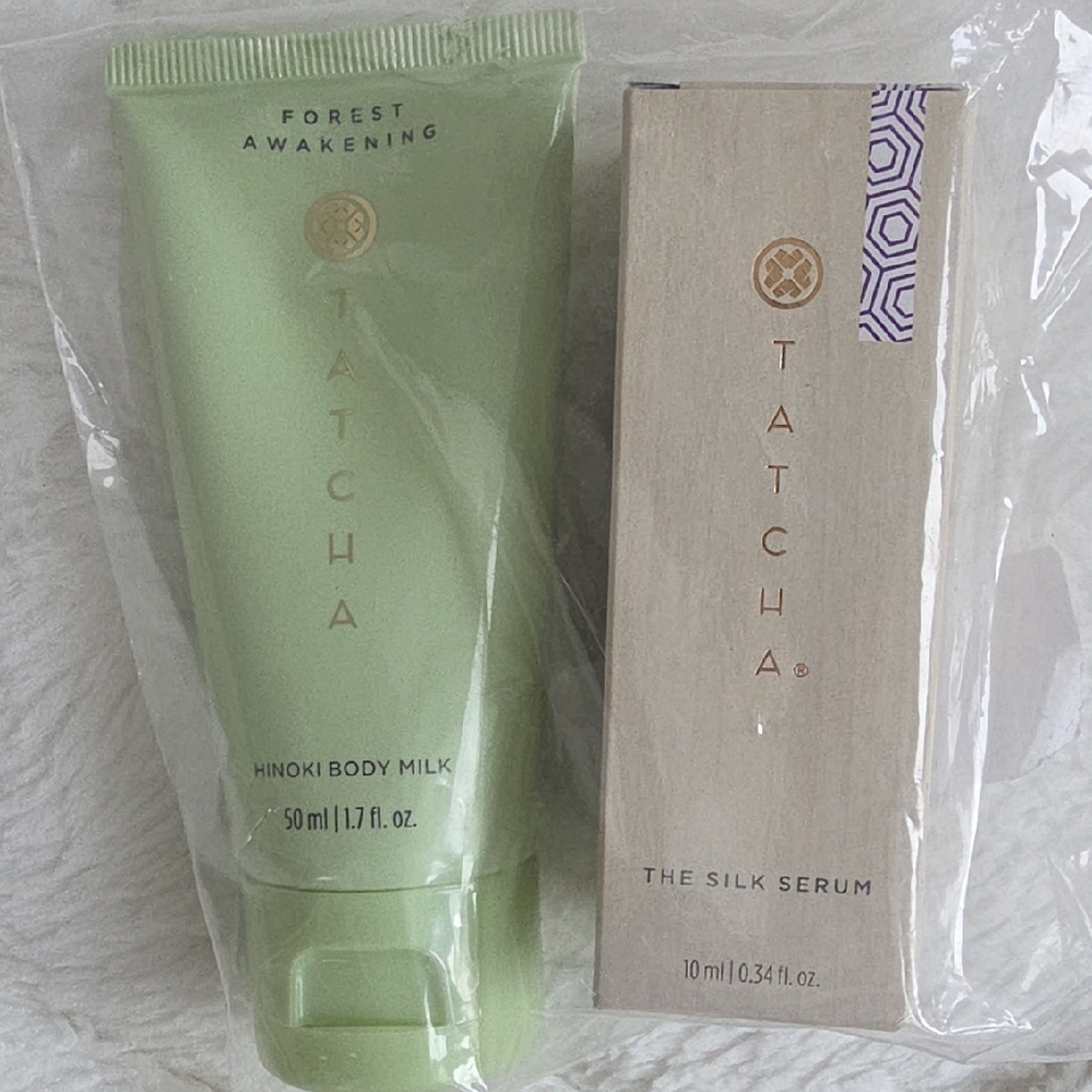 Tatcha Forest Awakening Hinoki Body Milk & Silk Serum Duo - Light Green & Beige